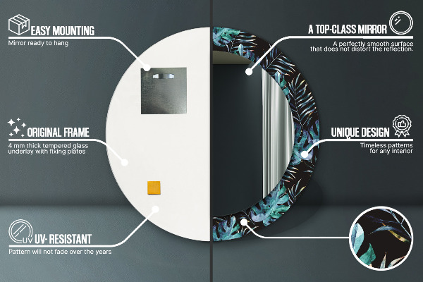 Kulaté zrcadlo s potiskem Exotické listy