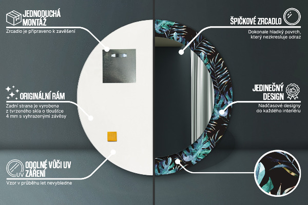 Kulaté zrcadlo s potiskem Exotické listy