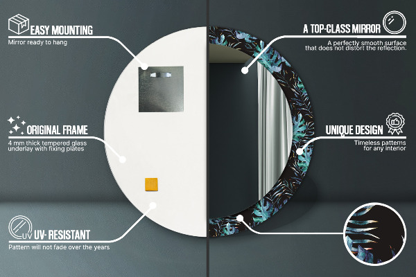 Kulaté zrcadlo s potiskem Exotické listy