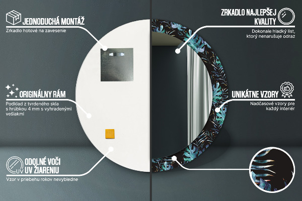 Kulaté zrcadlo s potiskem Exotické listy