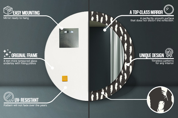 Kulaté dekorační zrcadlo Peří