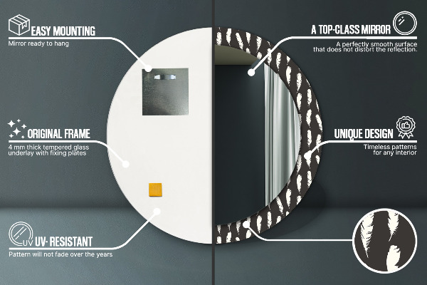 Kulaté dekorační zrcadlo Peří