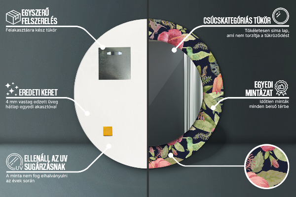 Kulaté dekorační zrcadlo Hibiscus Flowers