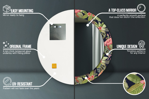 Kulaté dekorační zrcadlo Hibiscus Flowers