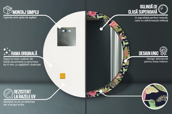 Kulaté dekorační zrcadlo Hibiscus Flowers