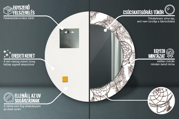 Kulaté dekorační zrcadlo Lapače snů