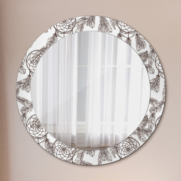 Kulaté dekorační zrcadlo Lapače snů