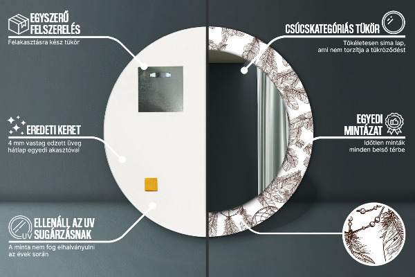 Kulaté dekorační zrcadlo Lapače snů