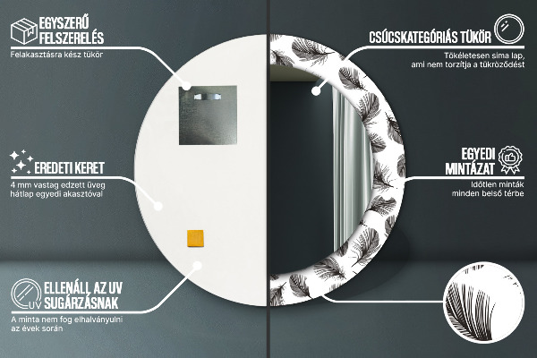 Kulaté dekorační zrcadlo Peří