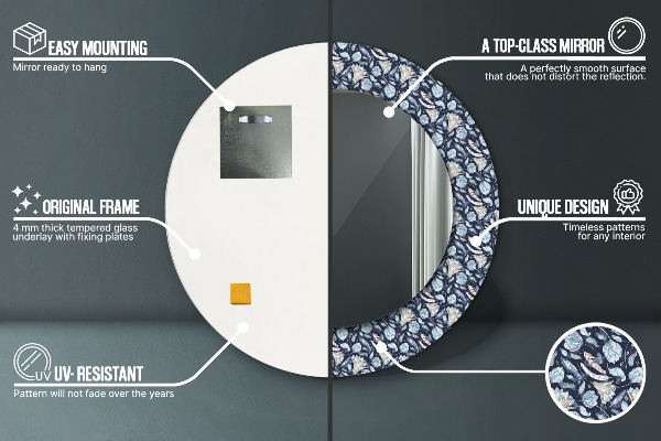 Kulaté dekorační zrcadlo Boho vzor