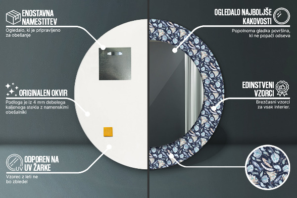 Kulaté dekorační zrcadlo Boho vzor