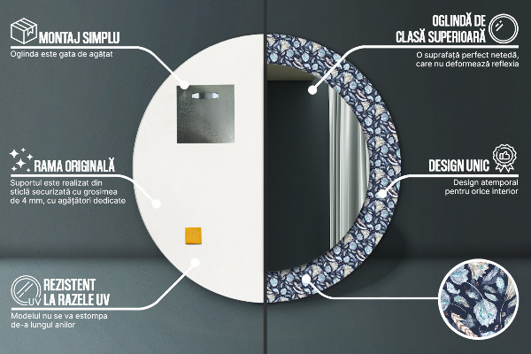 Kulaté dekorační zrcadlo Boho vzor