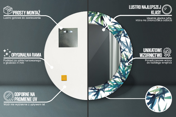 Kulaté dekorační zrcadlo Modré palmy