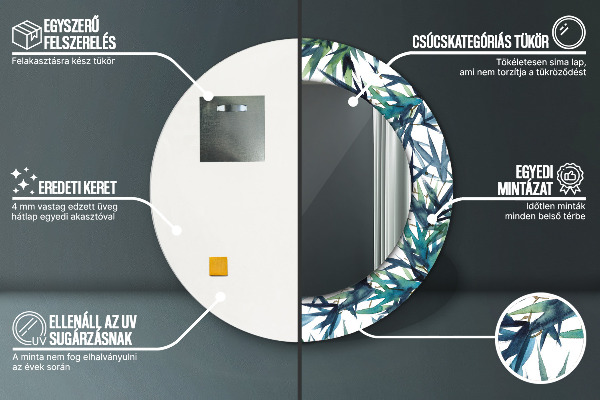 Kulaté dekorační zrcadlo Modré palmy