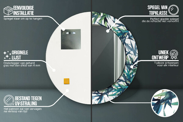 Kulaté dekorační zrcadlo Modré palmy