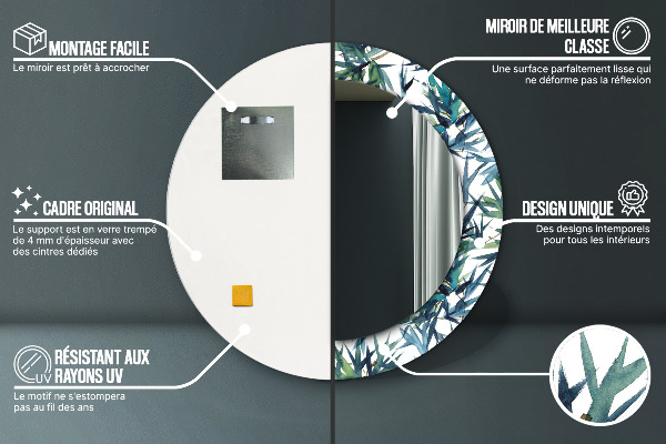 Kulaté dekorační zrcadlo Modré palmy