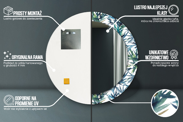 Kulaté dekorační zrcadlo Modré palmy