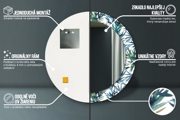 Kulaté dekorační zrcadlo Modré palmy