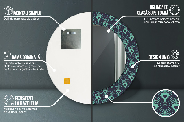 Kulaté dekorační zrcadlo Květinový vzor