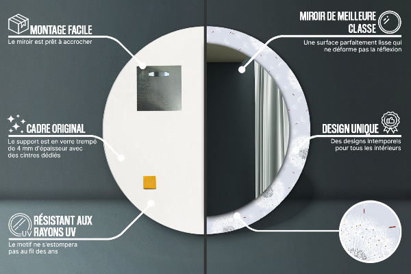 Kulaté dekorační zrcadlo na zeď Pampelišky květiny