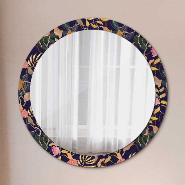Kulaté dekorační zrcadlo Akvarelové rostliny