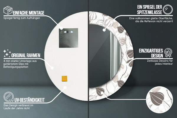 Kulaté dekorační zrcadlo Abstraktní květinový