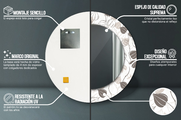 Kulaté dekorační zrcadlo Abstraktní květinový