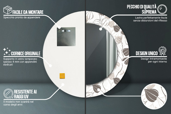 Kulaté dekorační zrcadlo Abstraktní květinový