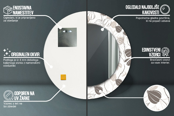 Kulaté dekorační zrcadlo Abstraktní květinový