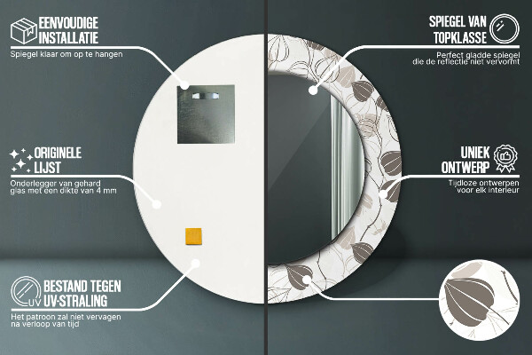 Kulaté dekorační zrcadlo Abstraktní květinový