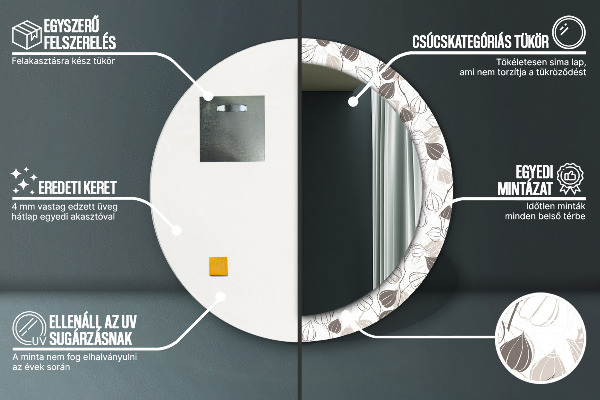 Kulaté dekorační zrcadlo Abstraktní květinový