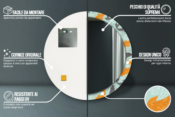 Kulaté zrcadlo s potiskem Čínský kapr