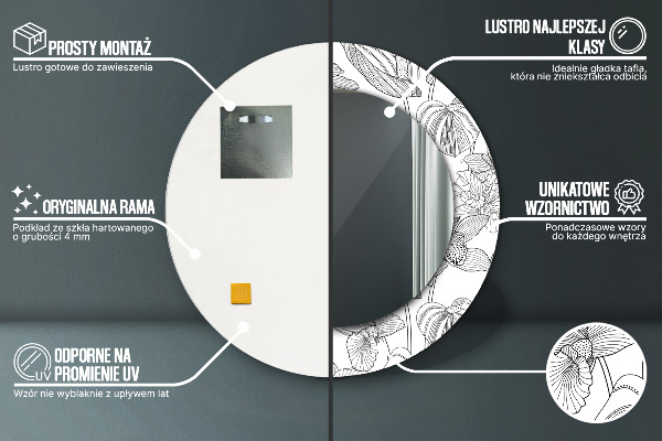 Kulaté dekorační zrcadlo na zeď Květinový vzor