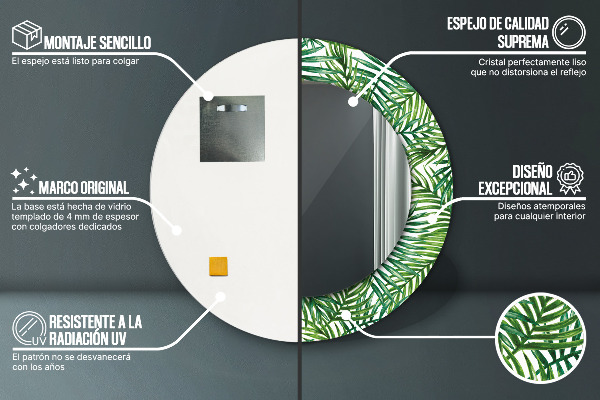 Kulaté dekorační zrcadlo na zeď Tropická dlaň