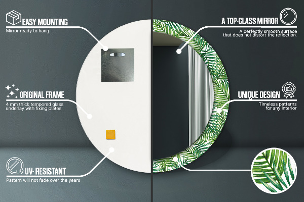 Kulaté dekorační zrcadlo na zeď Tropická dlaň