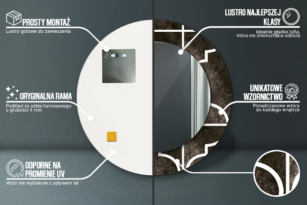 Kulaté zrcadlo s potiskem Starožitné dlaždice