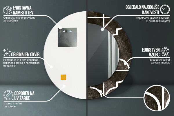 Kulaté zrcadlo s potiskem Starožitné dlaždice