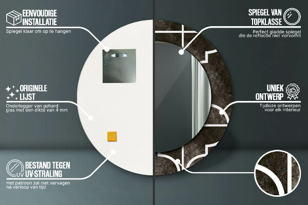 Kulaté zrcadlo s potiskem Starožitné dlaždice
