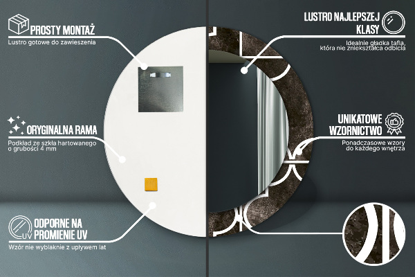 Kulaté zrcadlo s potiskem Starožitné dlaždice