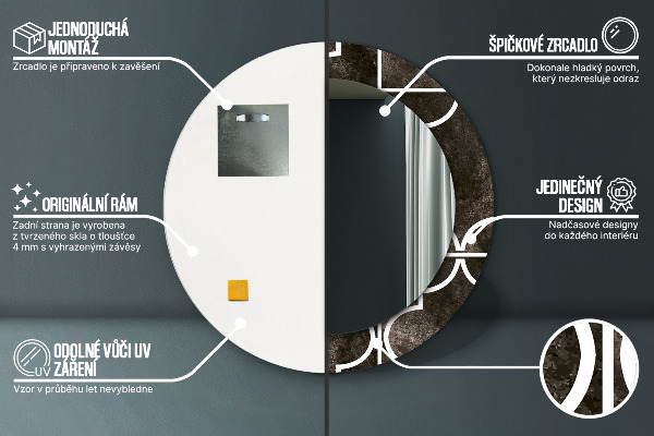 Kulaté zrcadlo s potiskem Starožitné dlaždice