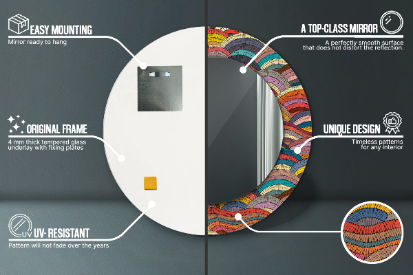 Kulaté zrcadlo s potiskem Bohemický ornament