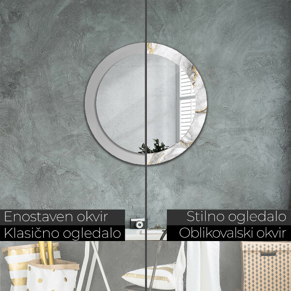 Kulaté zrcadlo rám s potiskem Bílé mramorové zlato