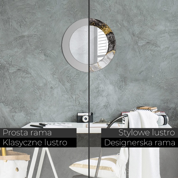 Kulaté zrcadlo rám s potiskem Mramor a zlato