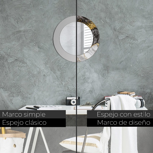 Kulaté zrcadlo rám s potiskem Mramor a zlato