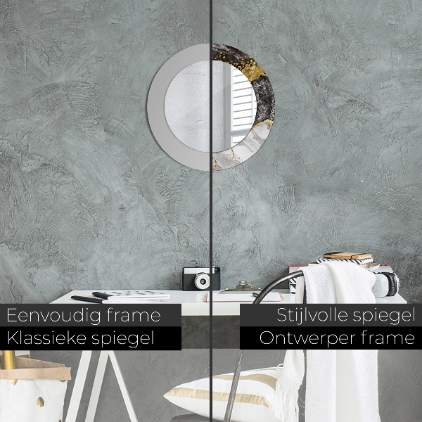 Kulaté zrcadlo rám s potiskem Mramor a zlato