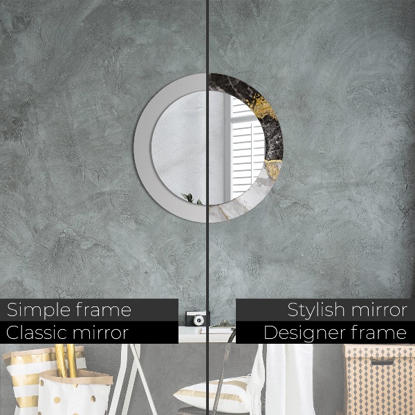 Kulaté zrcadlo rám s potiskem Mramor a zlato