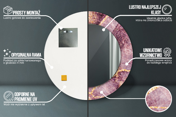 Kulaté dekorační zrcadlo Mramor s přidáním zlata