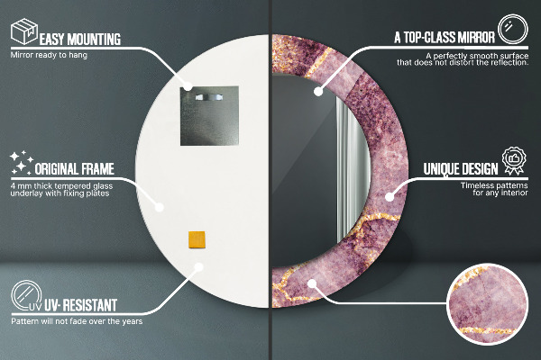 Kulaté dekorační zrcadlo Mramor s přidáním zlata