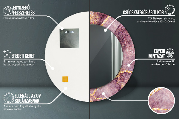 Kulaté dekorační zrcadlo Mramor s přidáním zlata