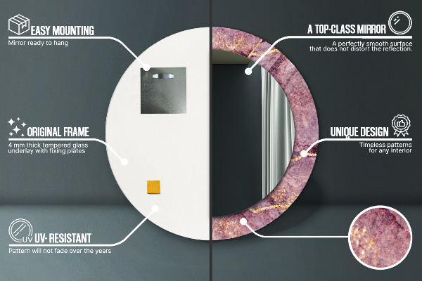 Kulaté dekorační zrcadlo Mramor s přidáním zlata